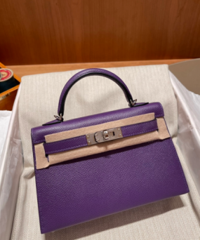 에르메스 미니 켈리백19 퍼플 은장 앱송